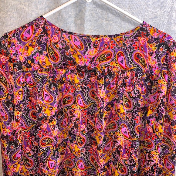 Rock47-wrangler sheer blouse size L - round neck,rhinestones, paisley flowers - Picture 9 of 16